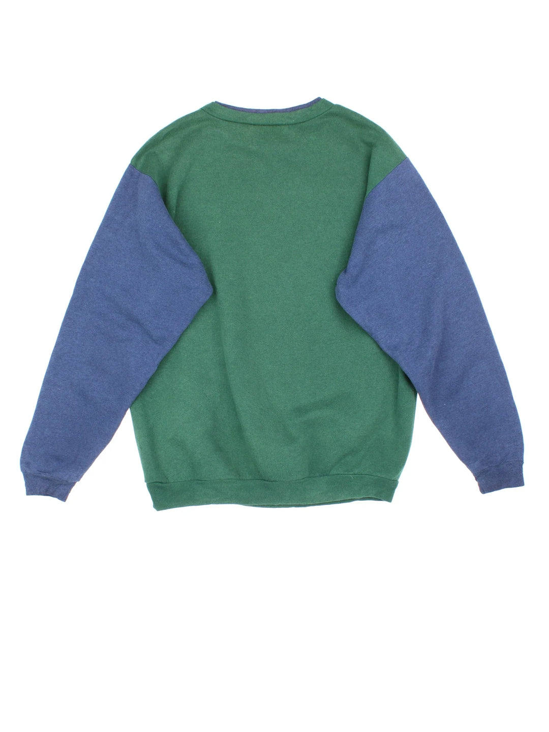 90's Reebok Hoop Squad Sweatshirt in a green colourway with blue sleeves and large graphic printed on front.