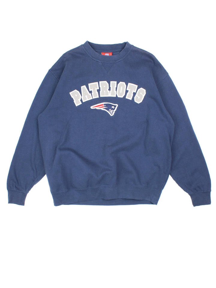 NFL New England Patriots Sweatshirt in a blue colourway with the logo and graphic on the front.