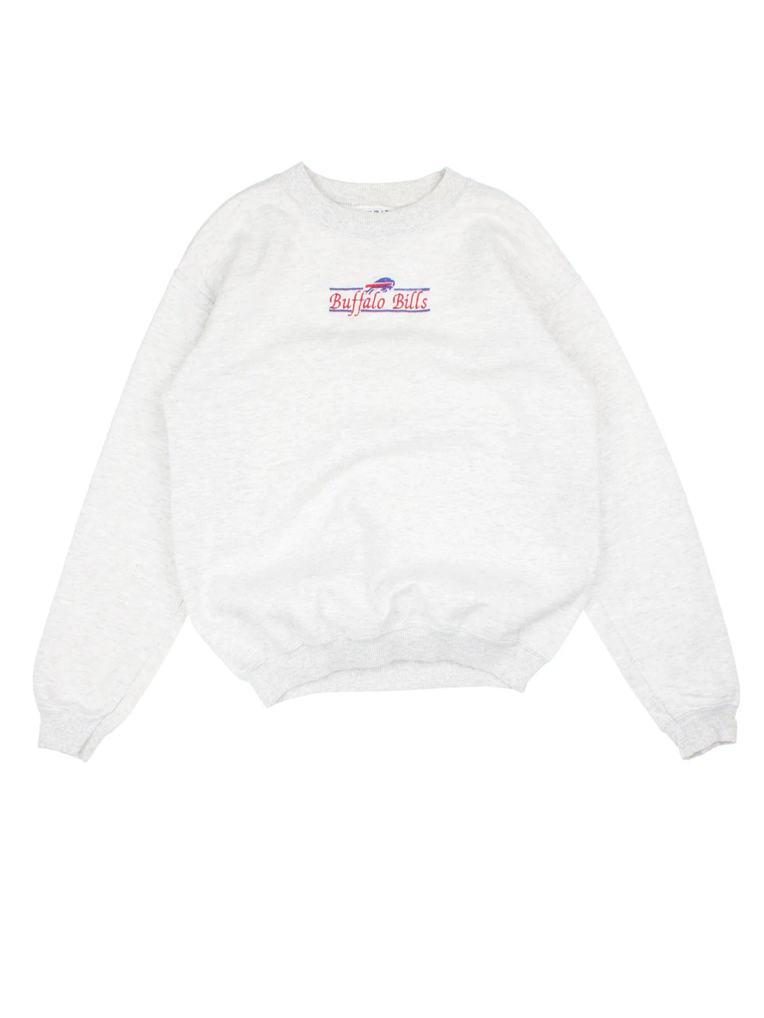 Vintage NFL Buffalo Bills Sweatshirt in a grey colourway with the small logo and text on the front.