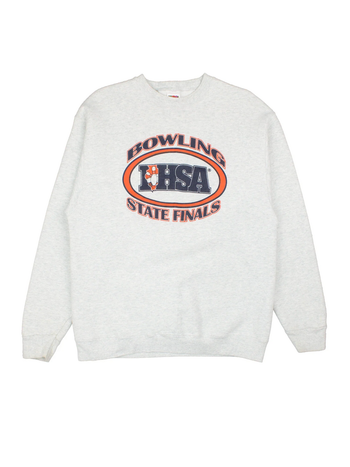 Vintage HSA Bowling State Finals Sweatshirt in a grey colourway, with logo printed on the front.