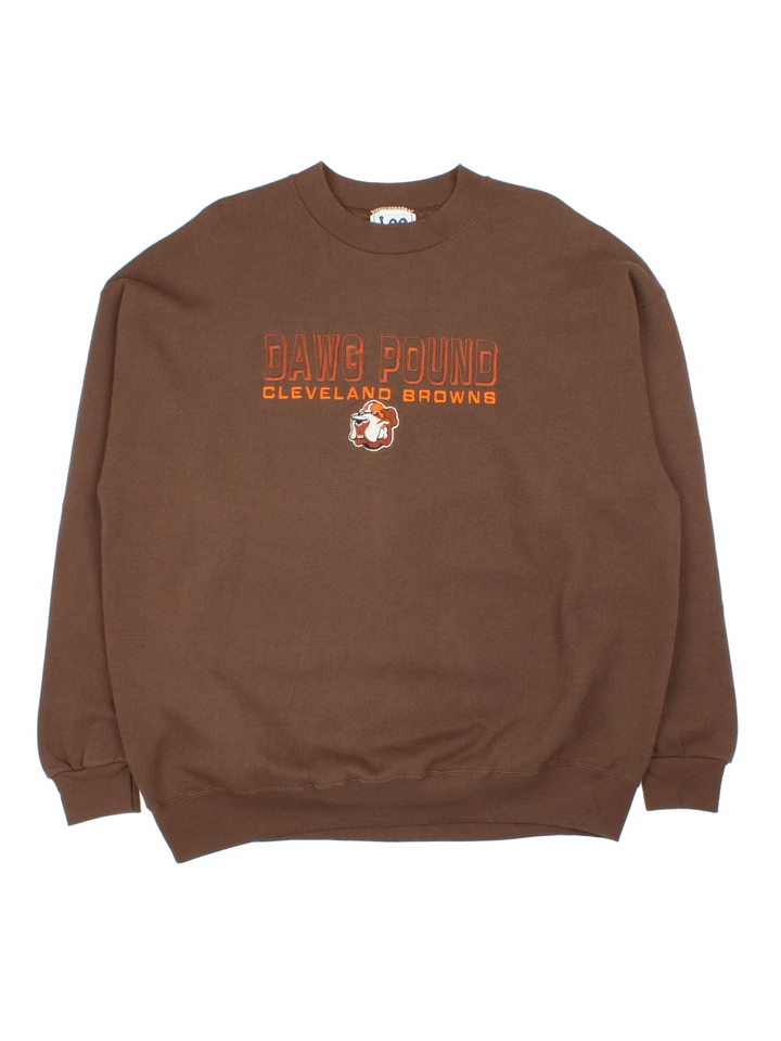 Vintage Cleveland Browns Dawg Pound NFL Sweatshirt in a brown colourway, with logo embroidered on the front.