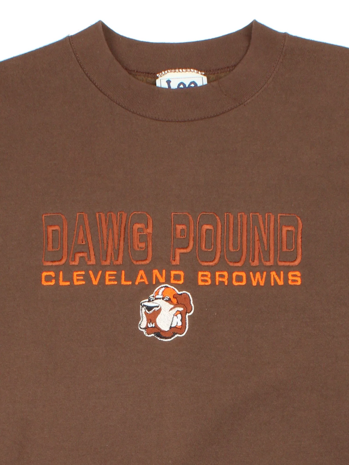 Vintage Cleveland Browns Dawg Pound NFL Sweatshirt in a brown colourway, with logo embroidered on the front.
