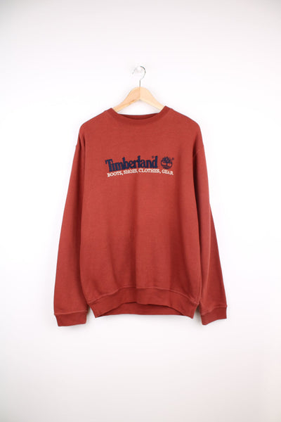 Timberland crew neck sweatshirt with embroidered logo across the chest.
