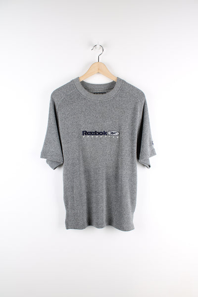 Reebok grey waffled oversized, heavy weight t-shirt features embroidered logo on the chest