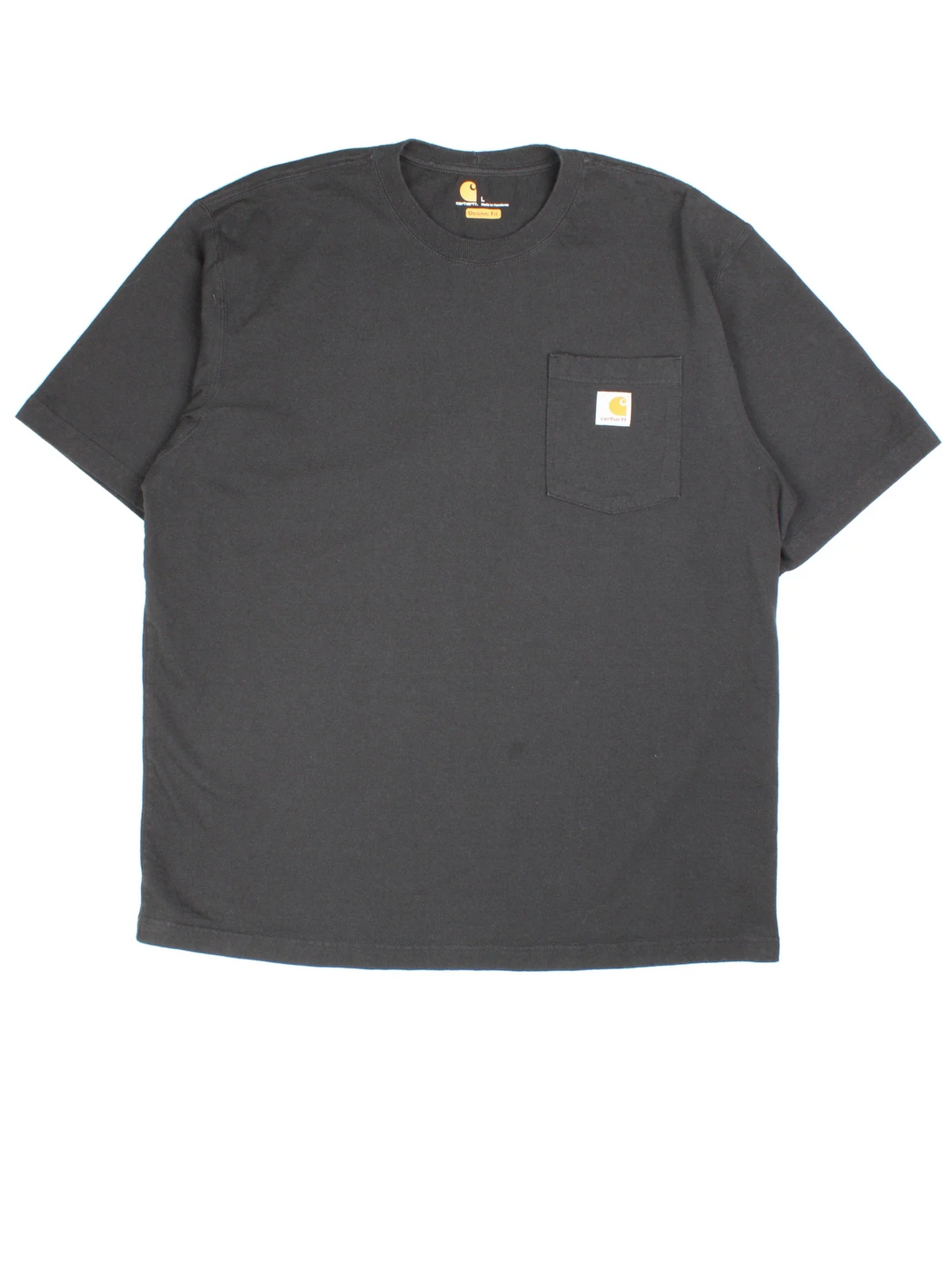 Vintage Carhartt T-Shirt in a black colourway with front pocket and logo embroidered on the front.