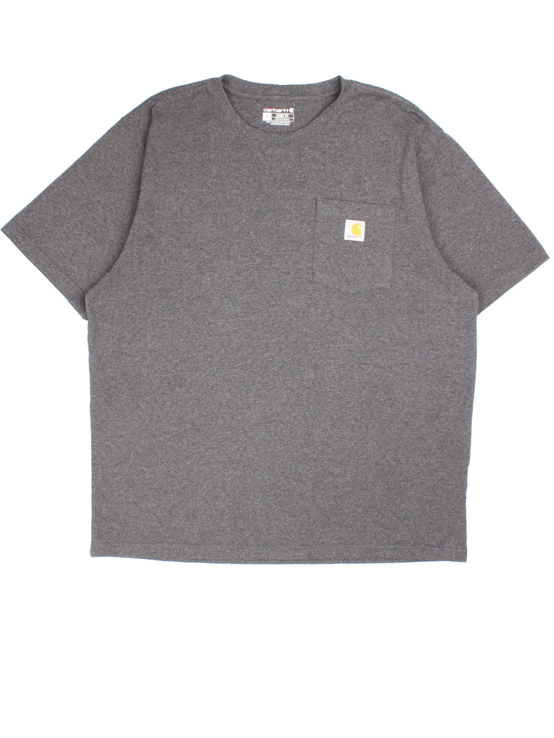 Vintage Carhartt T-Shirt in a grey colourway with front pocket and logo embroidered on the front.
