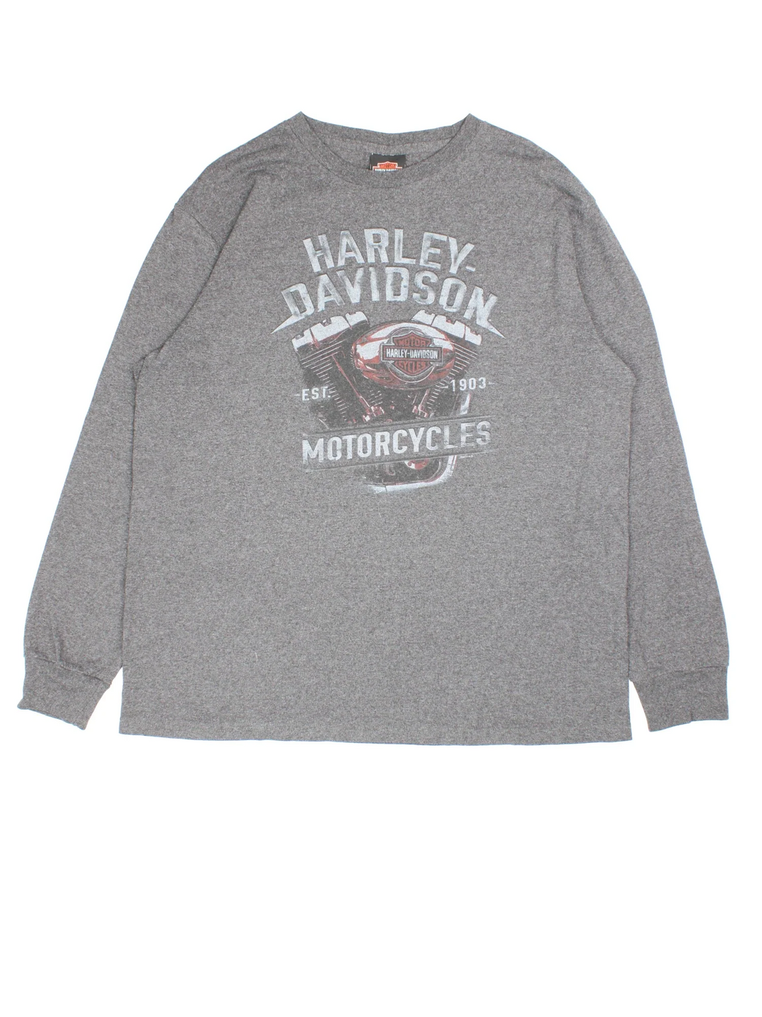 Vintage Harley-Davidson House Of Thunder Long Sleeve Top in a grey colourway with front and back print.