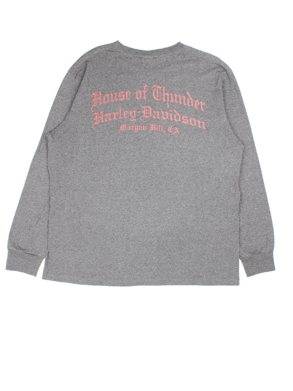 Vintage Harley-Davidson House Of Thunder Long Sleeve Top in a grey colourway with front and back print.