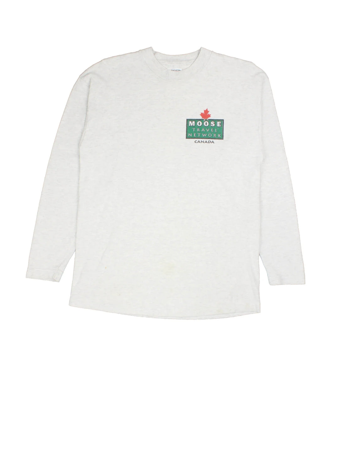 Vintage Moose Travel Long Sleeve Top in a grey colourway with front and back graphic.