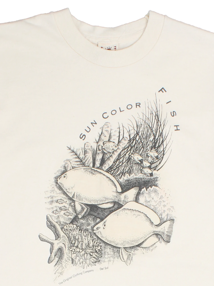 Vintage Sun Color Fish Graphic T-Shirt in a white colourway with front graphic.