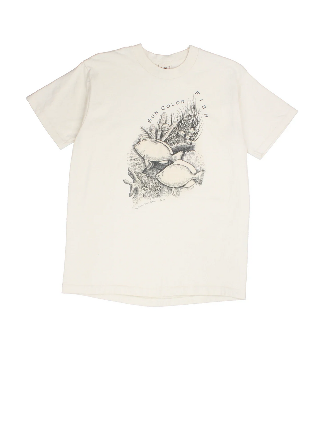 Vintage Sun Color Fish Graphic T-Shirt in a white colourway with front graphic.