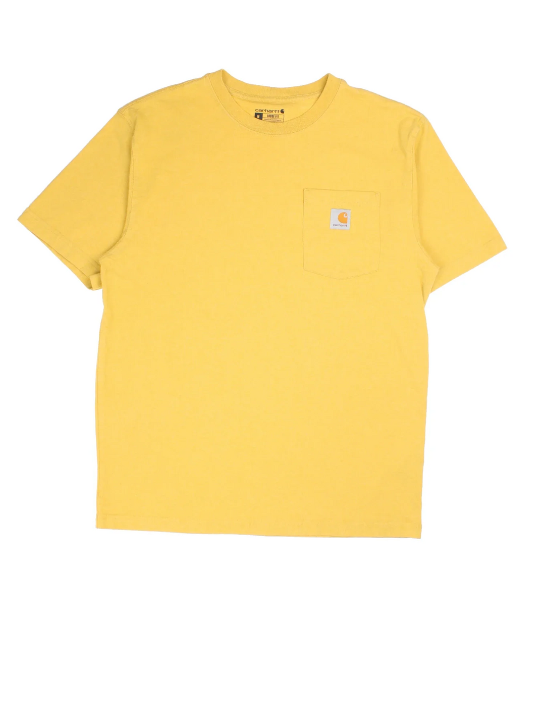 Vintage Carhartt T-Shirt in a yellow colourway with front pocket and logo embroidered on the front.