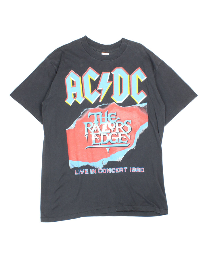 Vintage black 1990 AC/DC The Razors Edge USA tour t-shirt with single stitch sleeves. good condition Size in Label:  Mens L