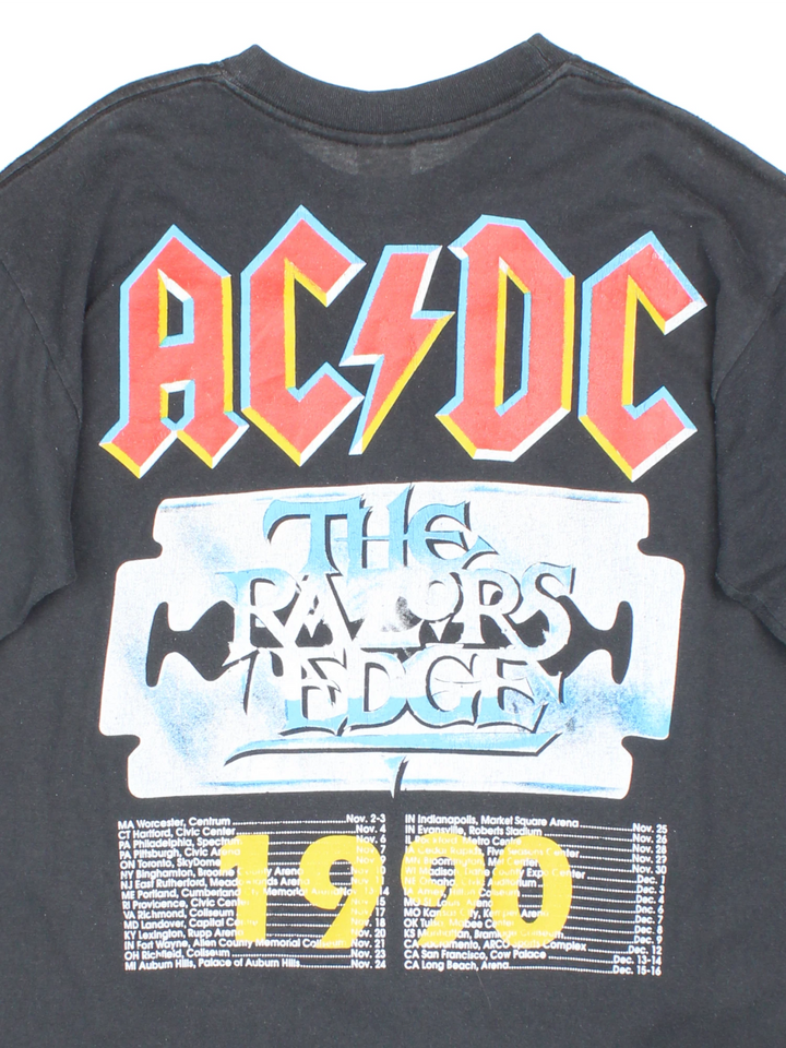 Vintage black 1990 AC/DC The Razors Edge USA tour t-shirt with single stitch sleeves. good condition Size in Label:  Mens L