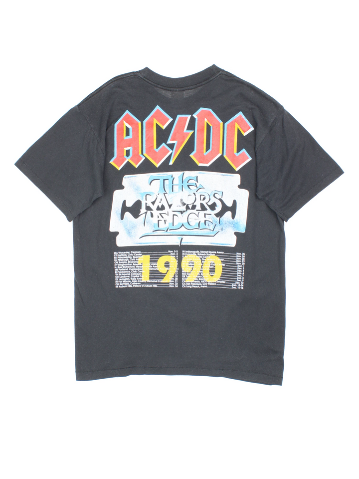 Vintage black 1990 AC/DC The Razors Edge USA tour t-shirt with single stitch sleeves. good condition Size in Label:  Mens L