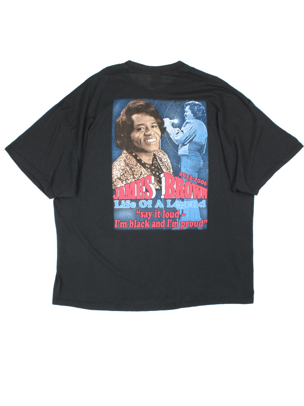 Vintage James Brown The Godfather Of Soul T-Shirt in a black colourway with graphic print of him and spell out on front and back.
