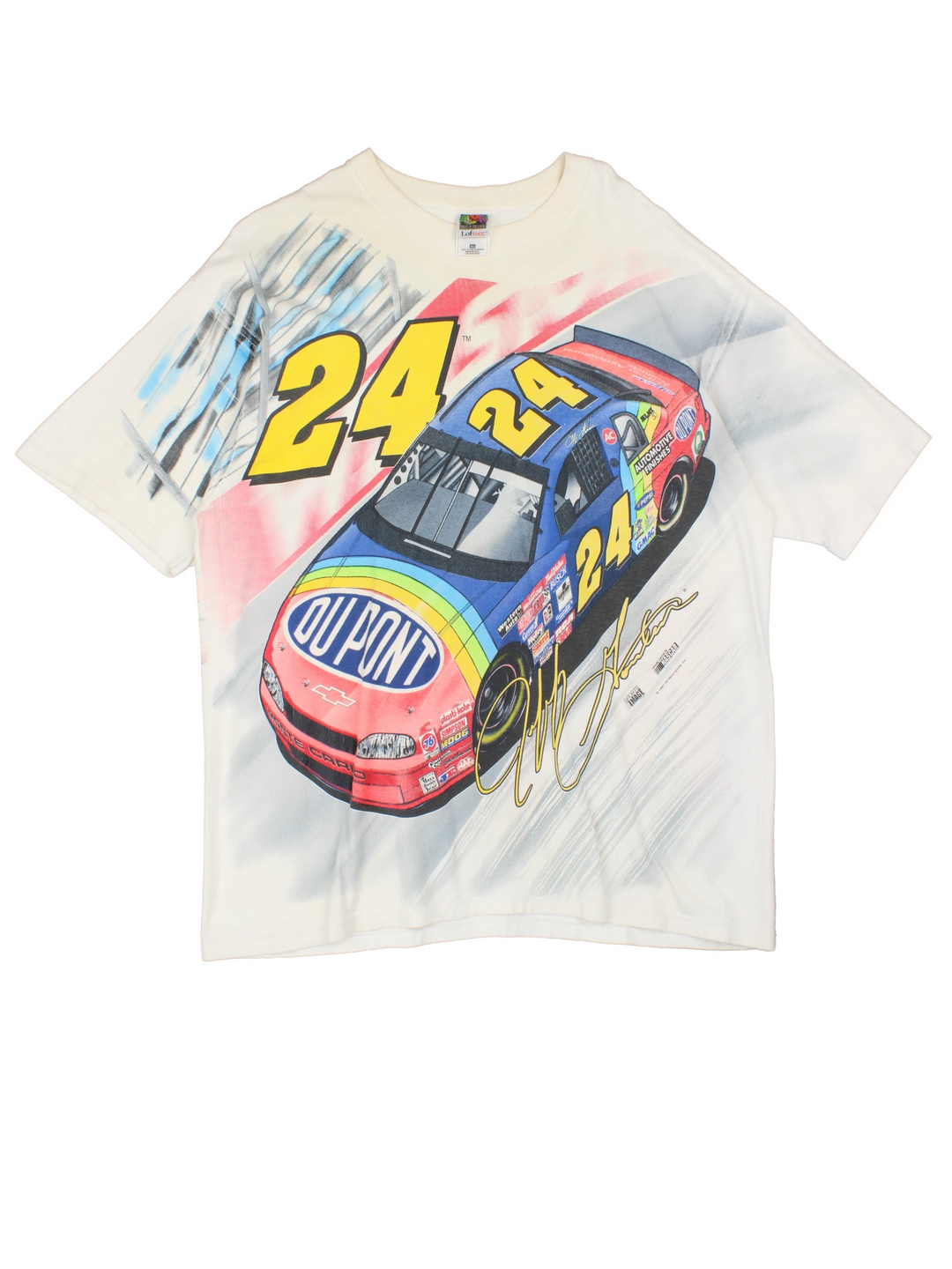 Vintage off-white/ cream 1997s Chase Authentics/ Jeff Gordon "The Driving Force" NASCAR racing t-shirt. Features the design on the front, arms and back.  good condition  Size in Label: Mens XL