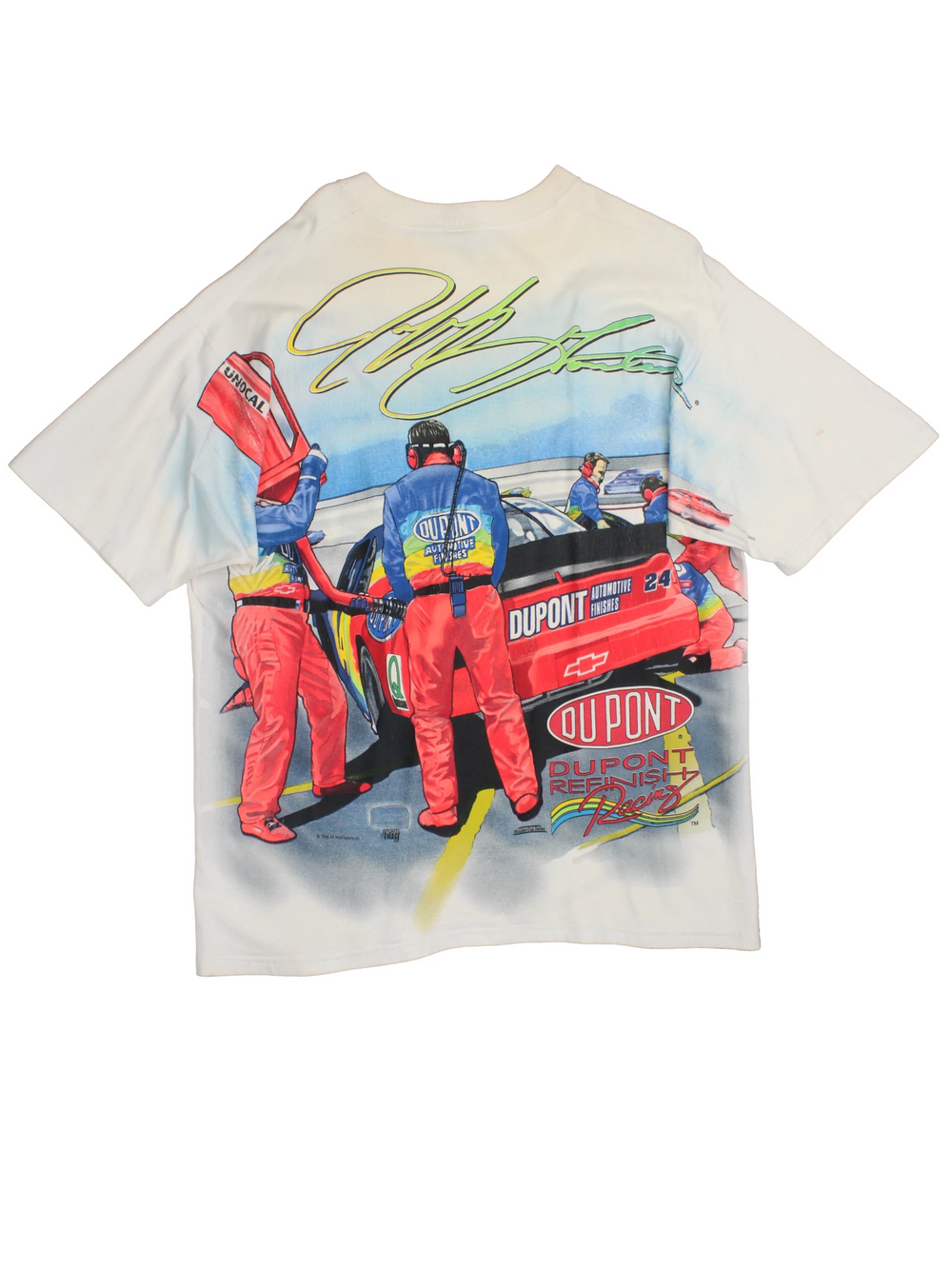 Vintage off-white/ cream 1997s Chase Authentics/ Jeff Gordon "The Driving Force" NASCAR racing t-shirt. Features the design on the front, arms and back.  good condition  Size in Label: Mens XL