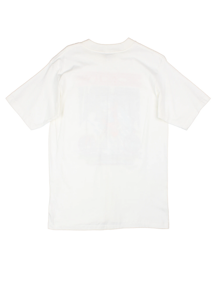 Vintage 90's XXIV Super Sunday single stitch white t-shirt. Features printed Denver Broncos vs San Francisco 49ers graphic on the front. Made by Touch of Gold. good condition - two faint marks on the front