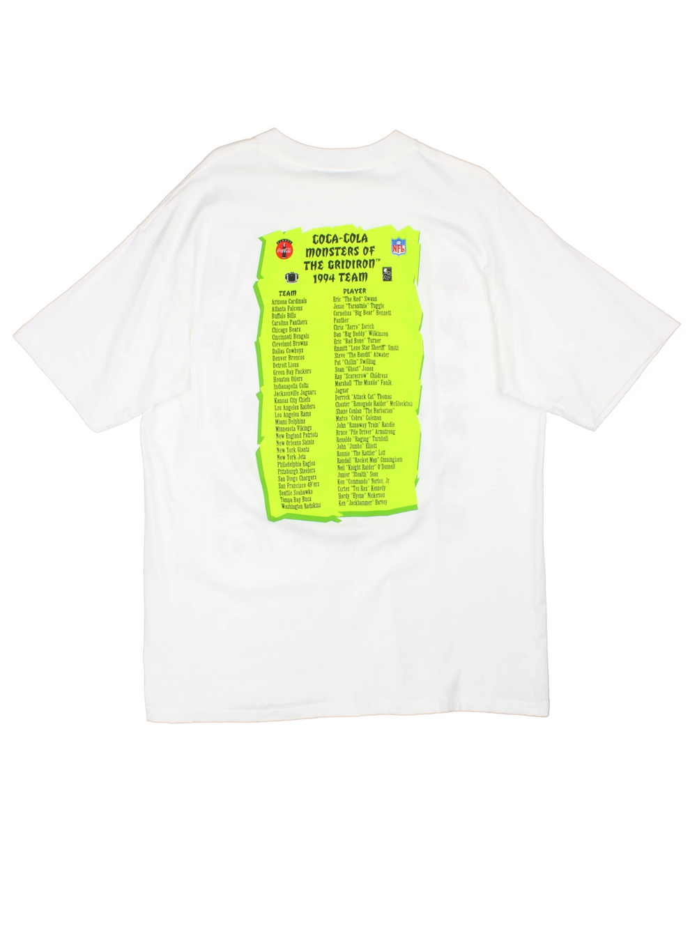 Vintage 1994 NFL Monsters of the Gridiron Coca Cola t shirt. Features printed graphic on the front and single stitch seams. Made by Silkworm.
good condition. Mens XXL - Measures more like a XL