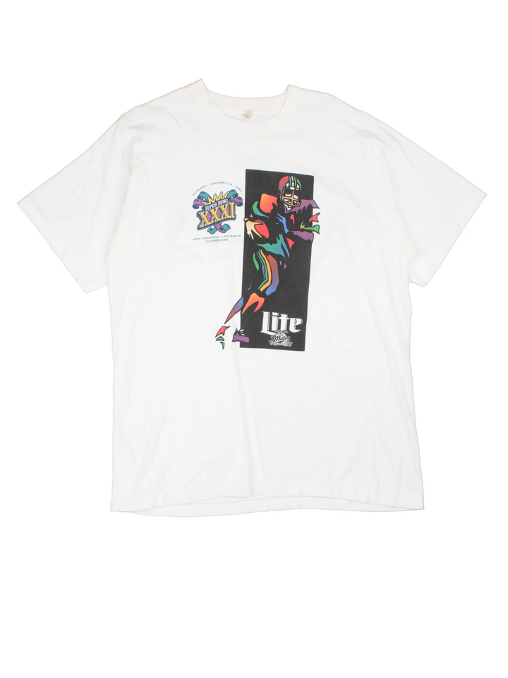 Vintage 1997 Super Bowl XXXI single stitch t-shirt in white with 'Bally's Las Vegas' sponsor on the back 