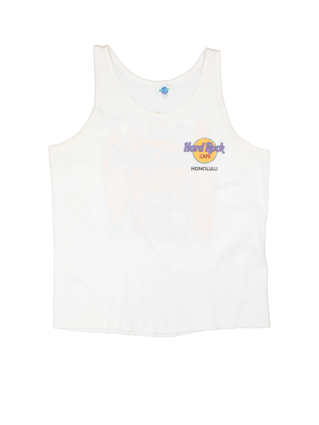 Vintage 80's/90's Hard Rock Cafe Honolulu vest top with printed graphic on the back  