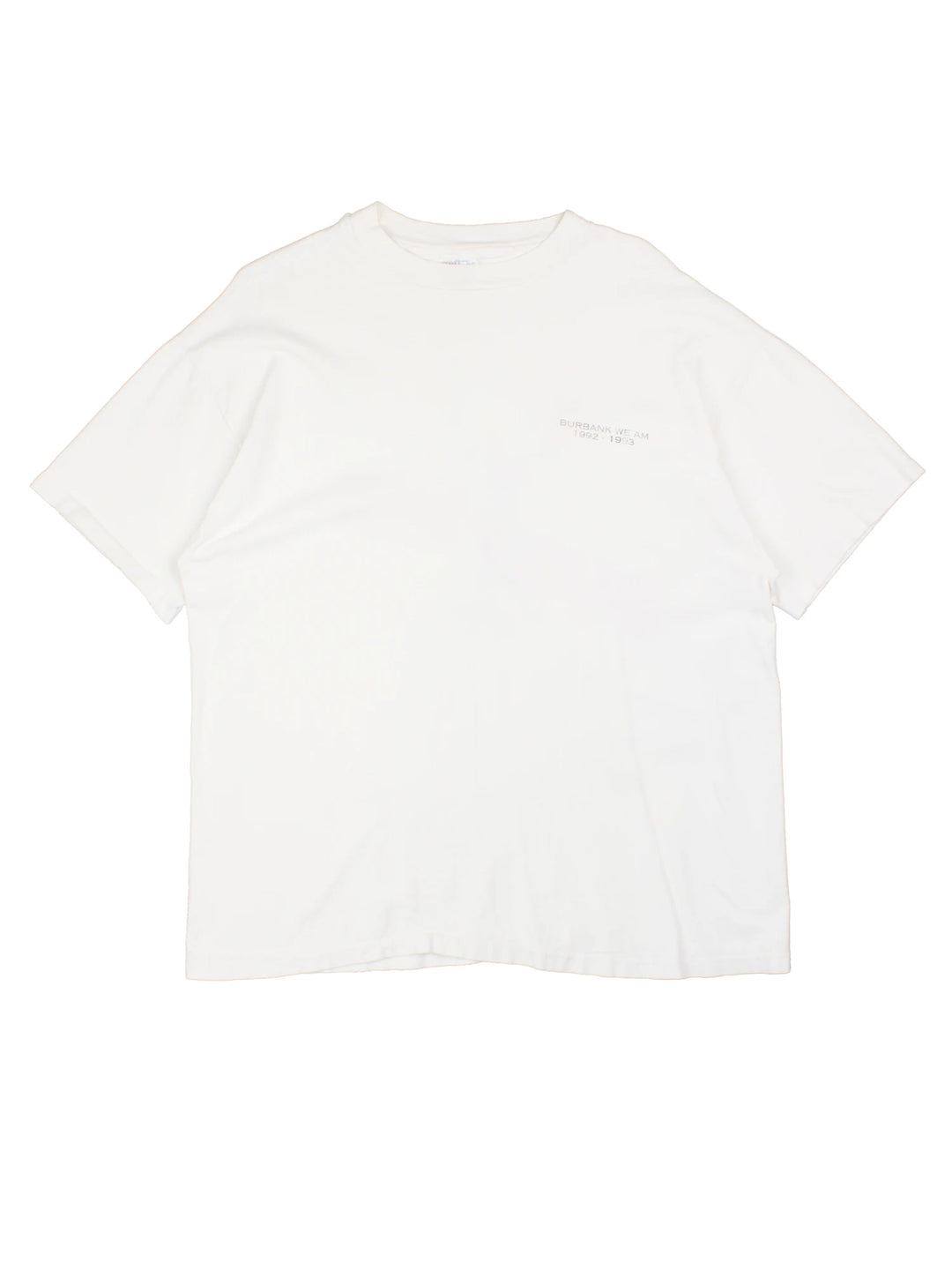 Hanes tee reading 'Burbank We Am 1992-1993' on the front, and a back graphic of the Cat in the Hat with a red 'Burbank' spellout. 