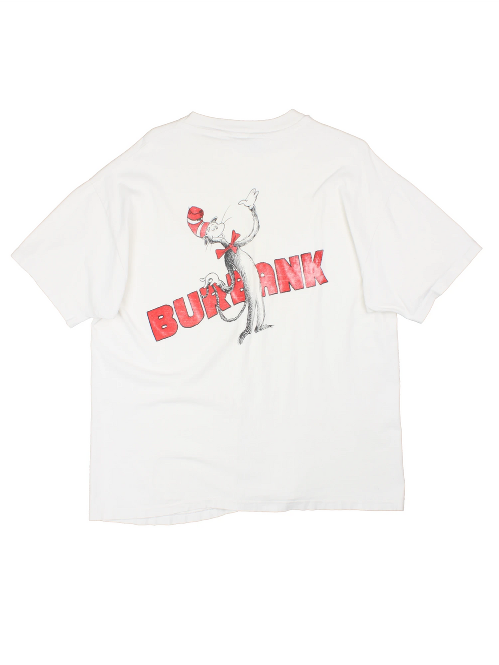 Hanes tee reading 'Burbank We Am 1992-1993' on the front, and a back graphic of the Cat in the Hat with a red 'Burbank' spellout. 