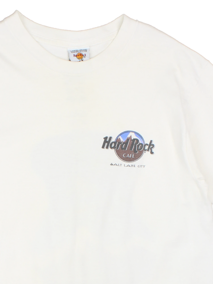 Vintage Hard Rock Cafe T-Shirt with spell-out and graphic on front and back in good condition.