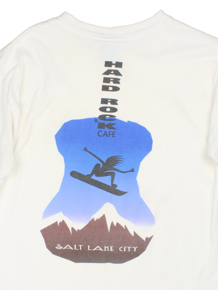 Vintage Hard Rock Cafe T-Shirt with spell-out and graphic on front and back in good condition.