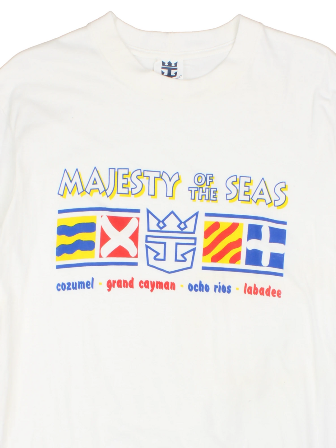 Vintage 90s Royal Caribbean Cruise single stitch T-Shirt with graphic print across the chest.
