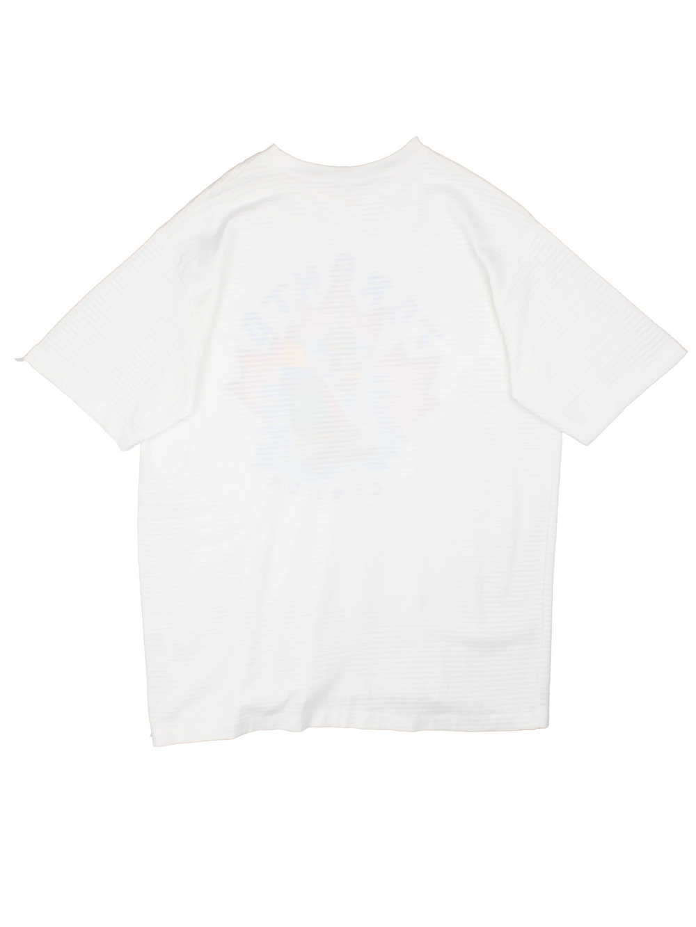90s Toronto Canada graphic T-Shirt in white with a ribbed stripe.