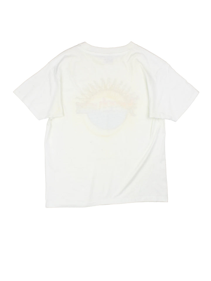 Vintage 90's Joseph and the Amazing Technicolor Dreamcoat T-Shirt in a white colourway with the multicoloured spell out logo printed on the front, single stitch t-shirt on a hanes tag.
