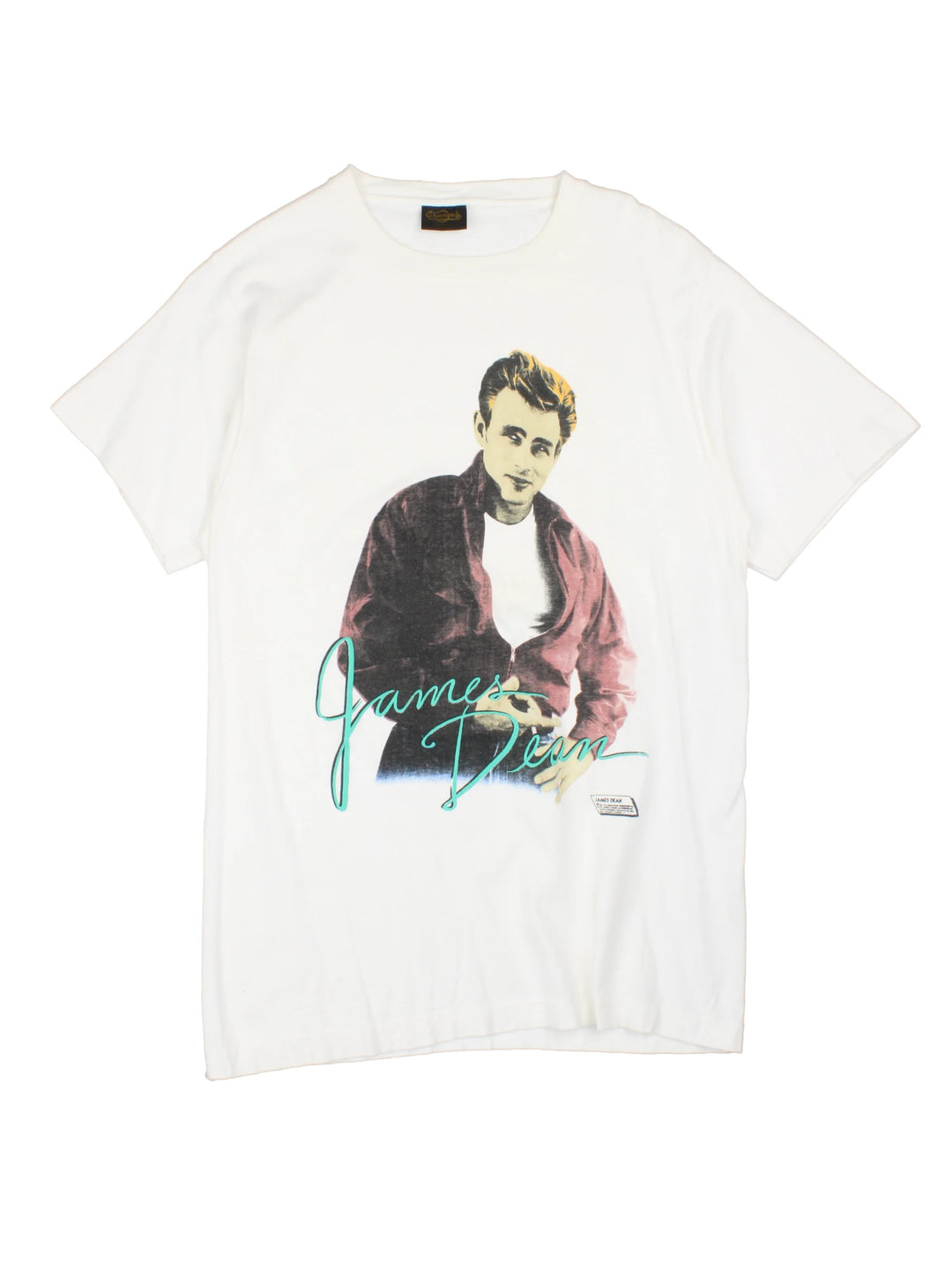 Vintage 1987 James Deen T-Shirt in a white colourway with the artist printed on the front in a 80's pop art style.