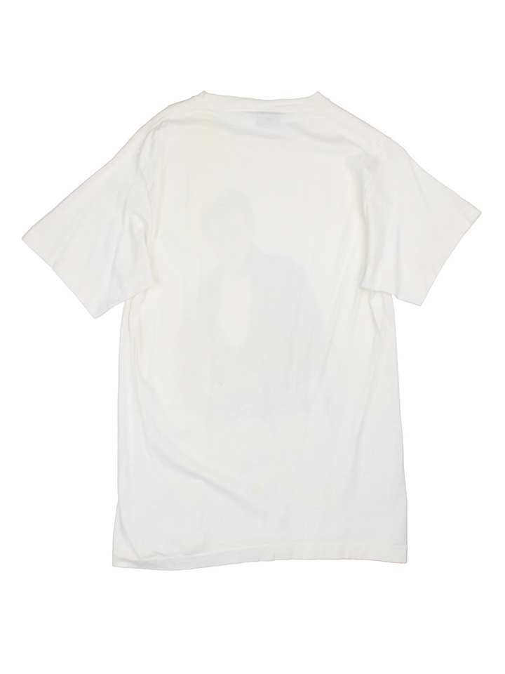 Vintage 1987 James Deen T-Shirt in a white colourway with the artist printed on the front in a 80's pop art style.