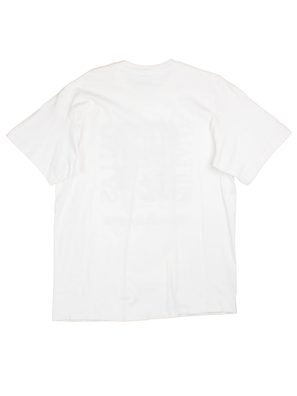 Buffalo vs Dallas 1993 Rose Bowl NFL tee in white with abstract football player graphic and spellout reading 'Super Sunday XXVI Pasadena California'.