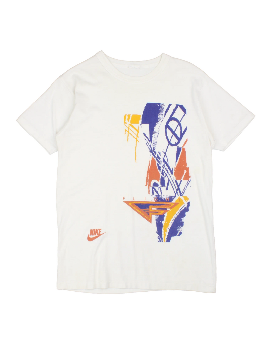 Vintage 90s Nike Flight T-Shirt in a white colourway with a large graphic on the front, and single stitch hem.  
