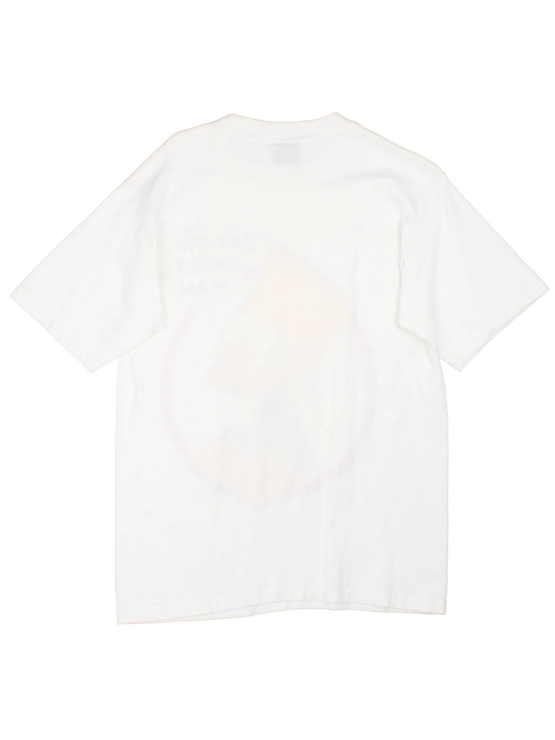 Vintage 1990 The Simspons Bart Eat My Shorts Graphic single stitch T-Shirt by Matt Groening, in a white colourway with the Bart graphic and spell out printed on the front.