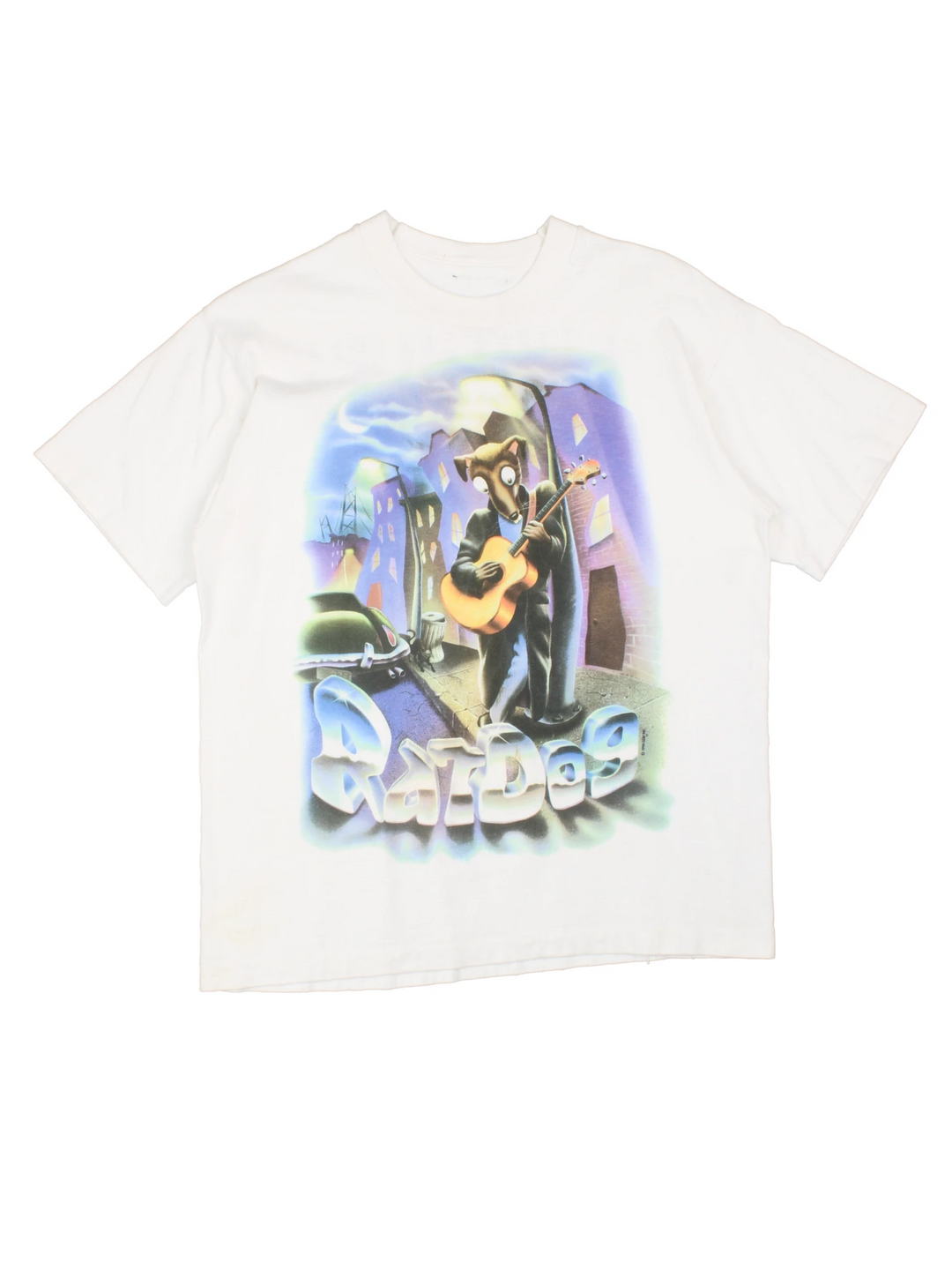 Vintage 1996 Ratdog Furthur Festival Tour T-Shirt in a white colourway with the Ratdog graphic printed on the front and Furthur Festival 1996 spell out printed on the back.