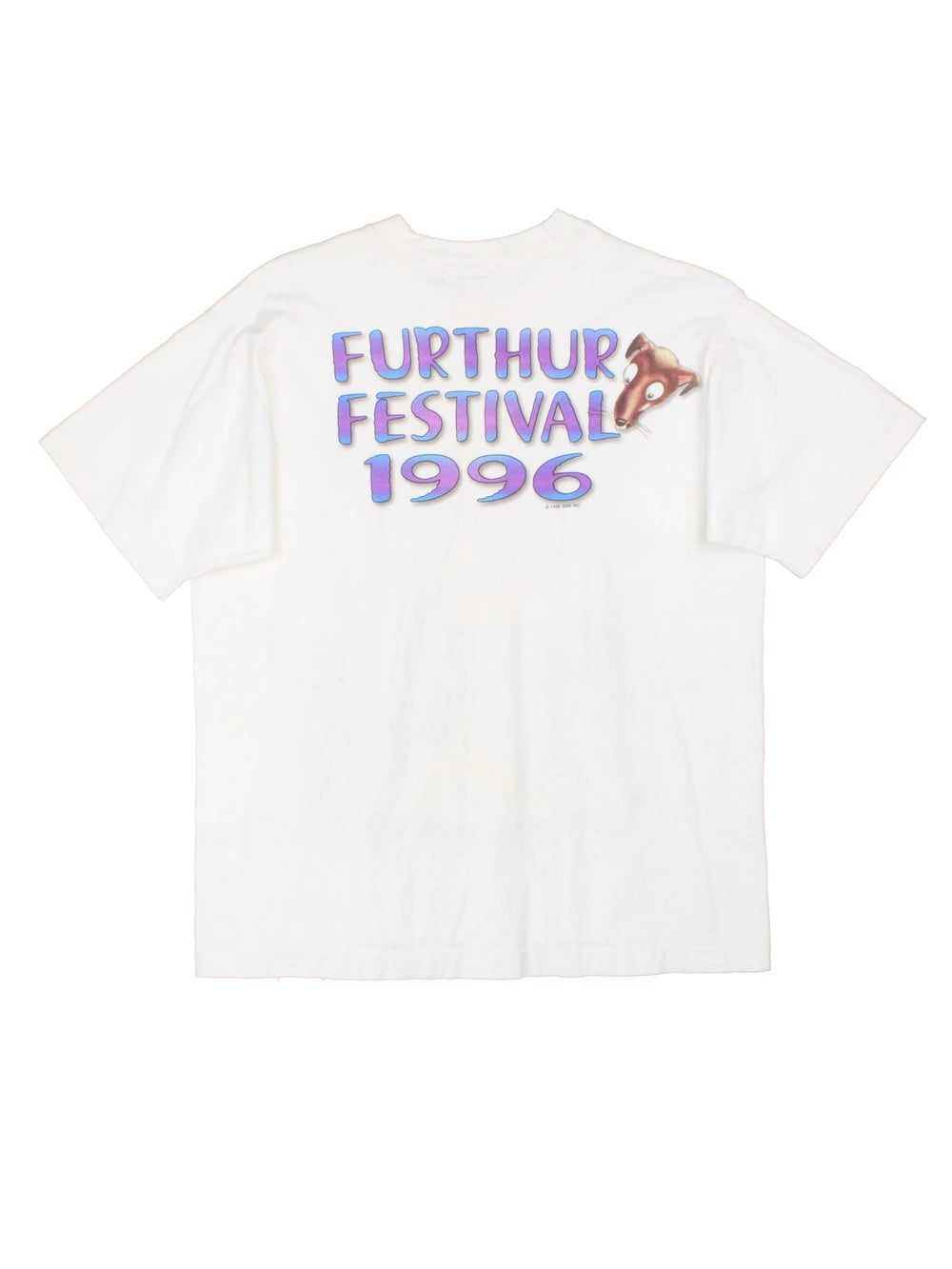 Vintage 1996 Ratdog Furthur Festival Tour T-Shirt in a white colourway with the Ratdog graphic printed on the front and Furthur Festival 1996 spell out printed on the back.