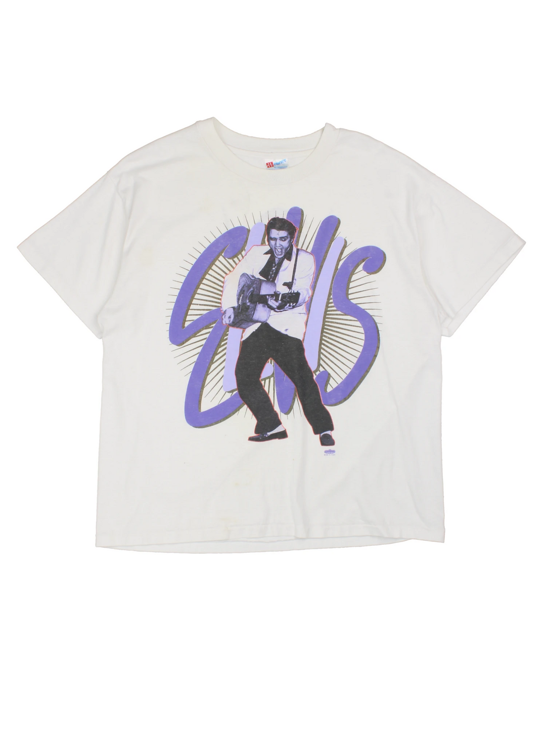 Vintage 1994 Elvis Presley Graphic single stitch T-Shirt in a white colourway with the artist graphic printed on the front, and TCB spell out printed on the back.