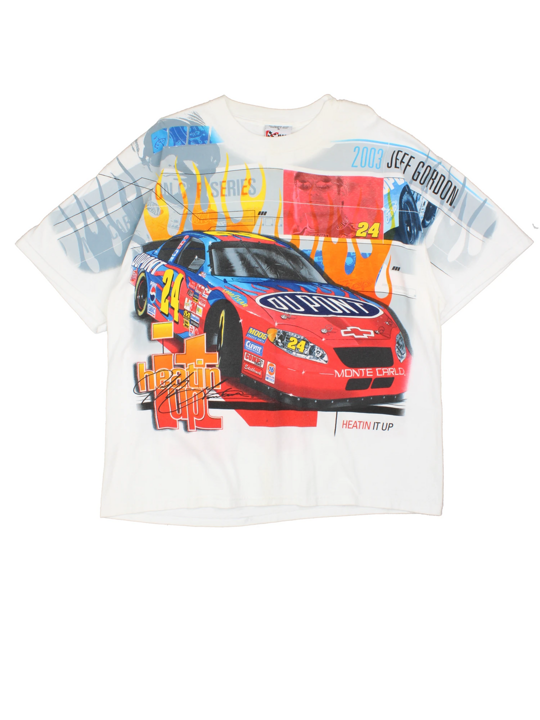 White 2003 Jeff Gordon Nascar Racing T-shirt with front and back graphic