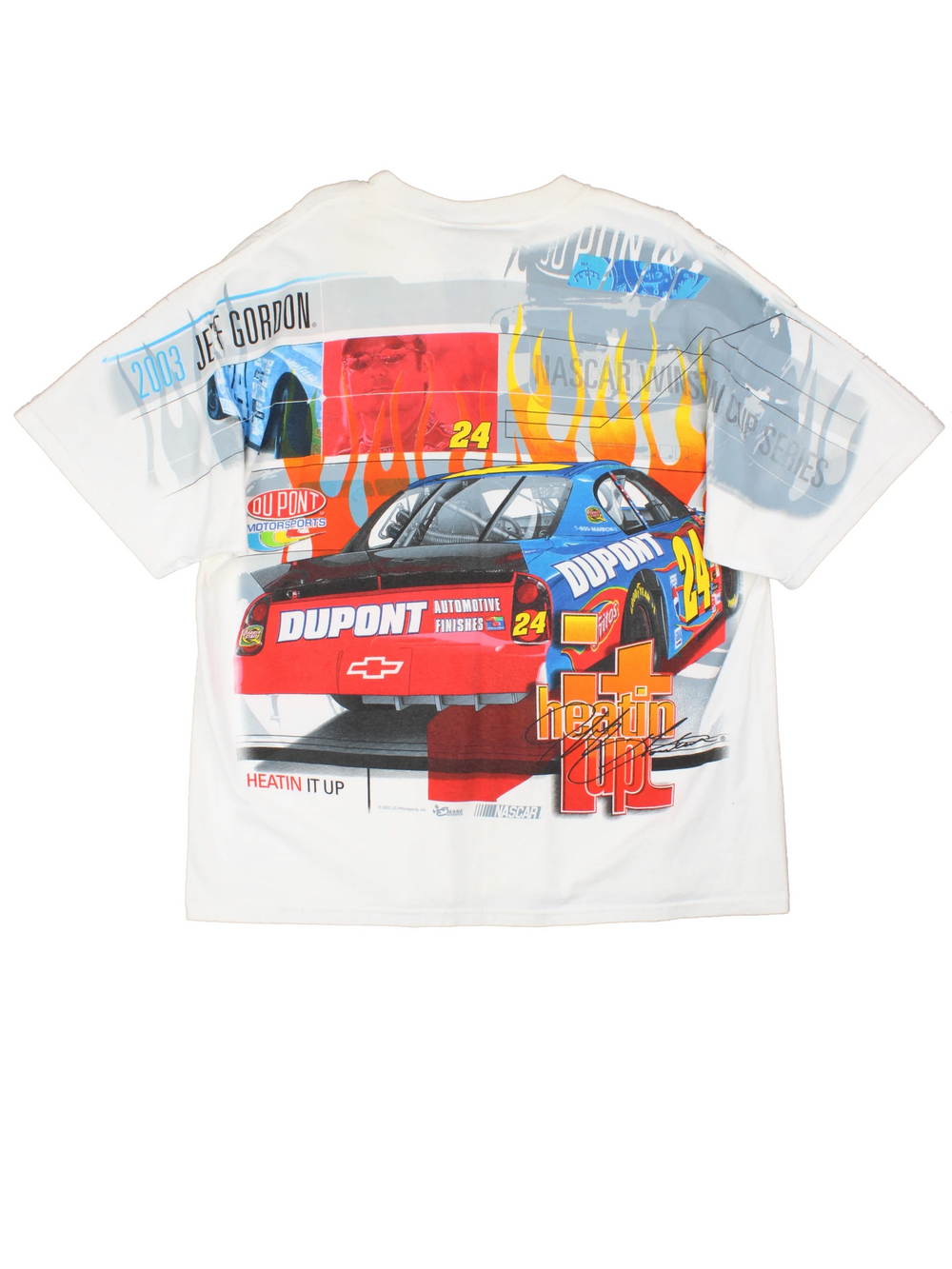 White 2003 Jeff Gordon Nascar Racing T-shirt with front and back graphic