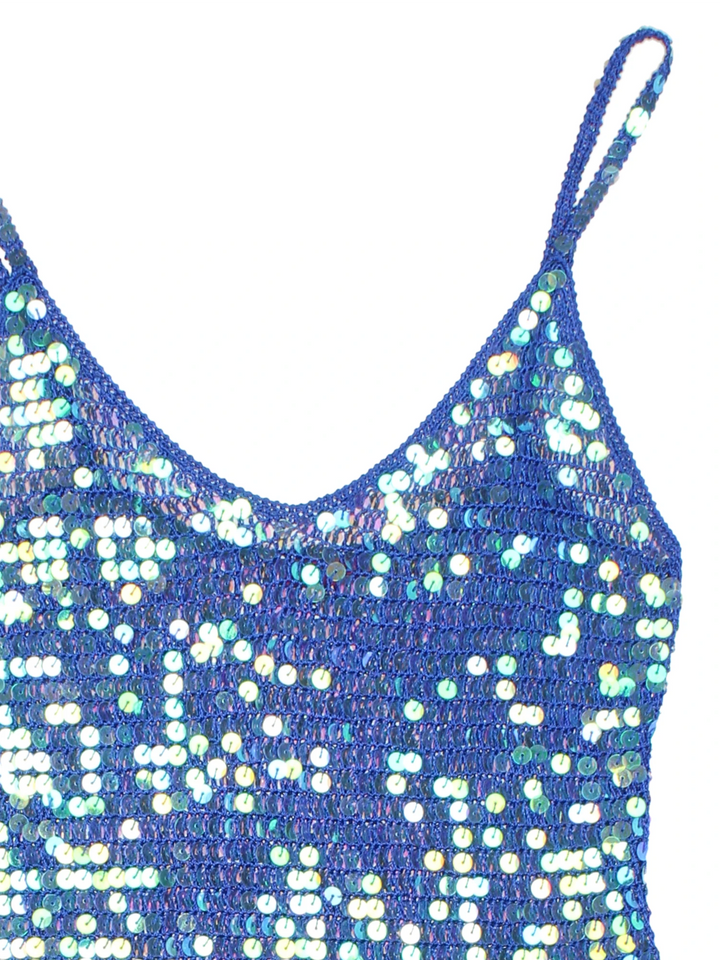 Y2K Blue Sequin Cami Top (Size XS)