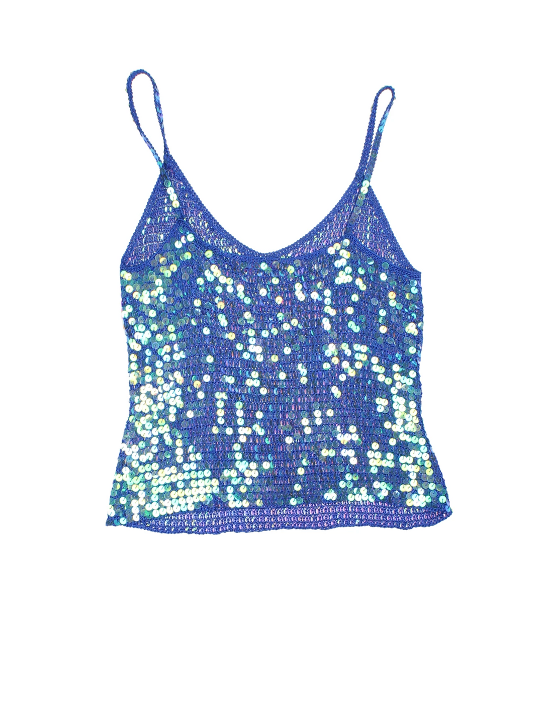 Y2K Blue Sequin Cami Top (Size XS)