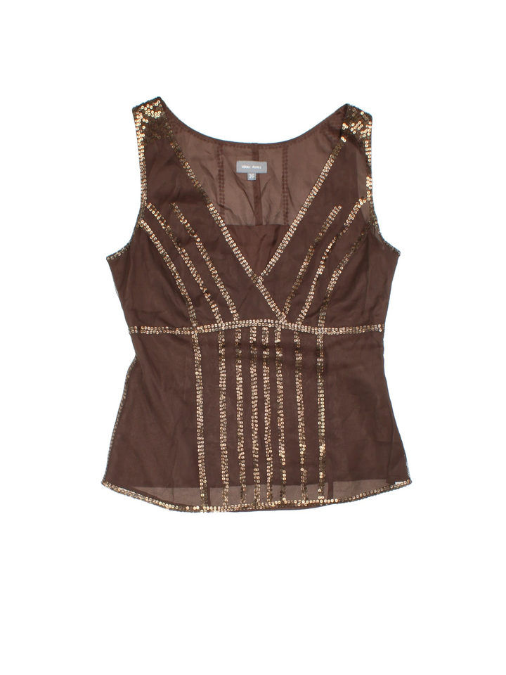 Y2K Marc Aurel Brown Sequin Top (Size S)