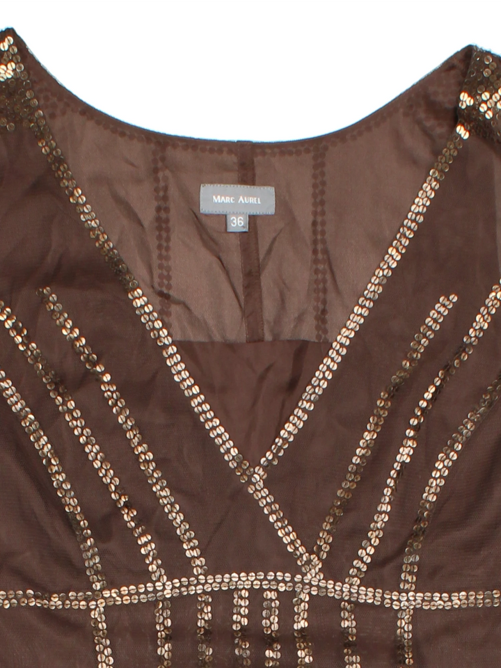Y2K Marc Aurel Brown Sequin Top (Size S)