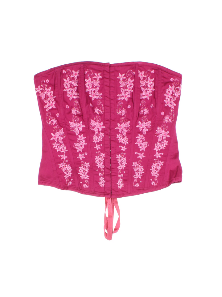 Y2K Embroidered Corset Top (Size S)