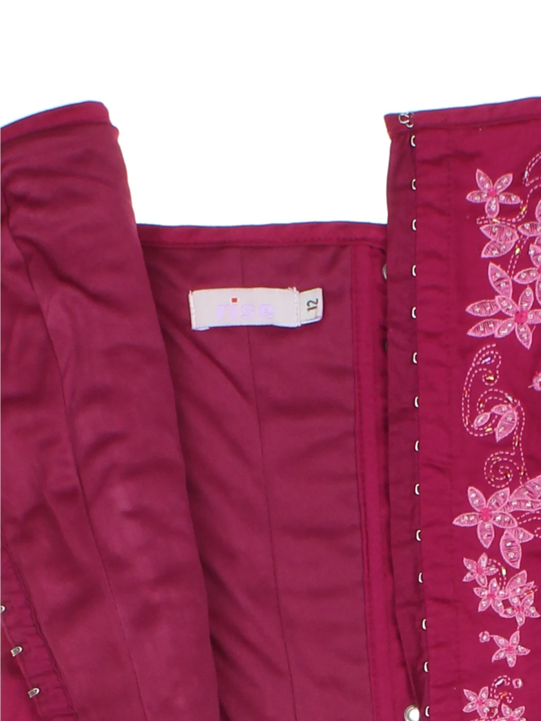 Y2K Embroidered Corset Top (Size S)
