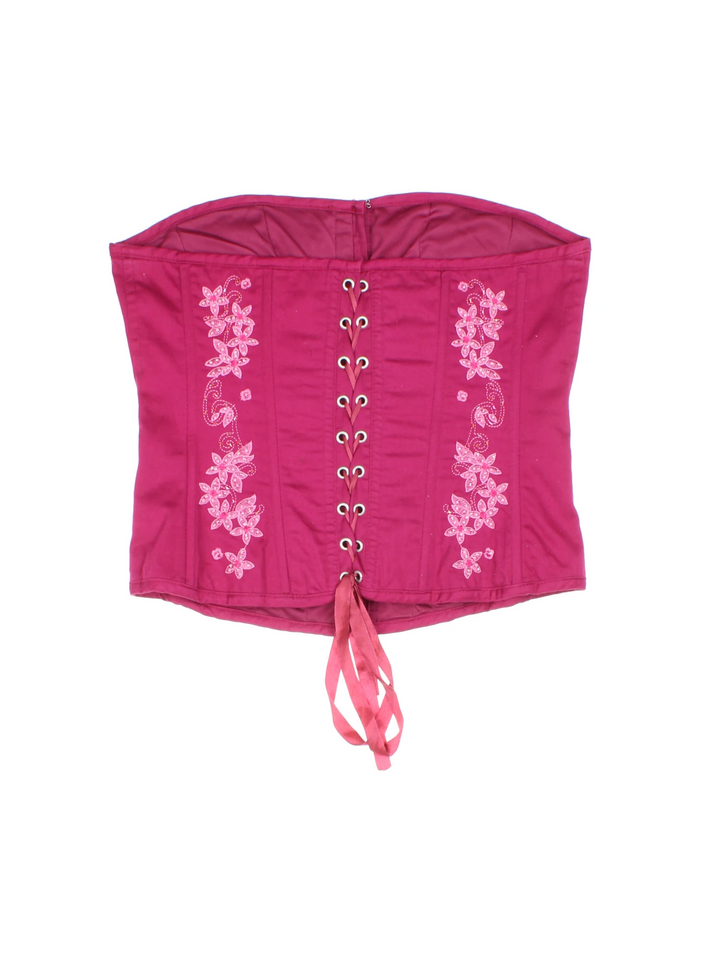 Y2K Embroidered Corset Top (Size S)